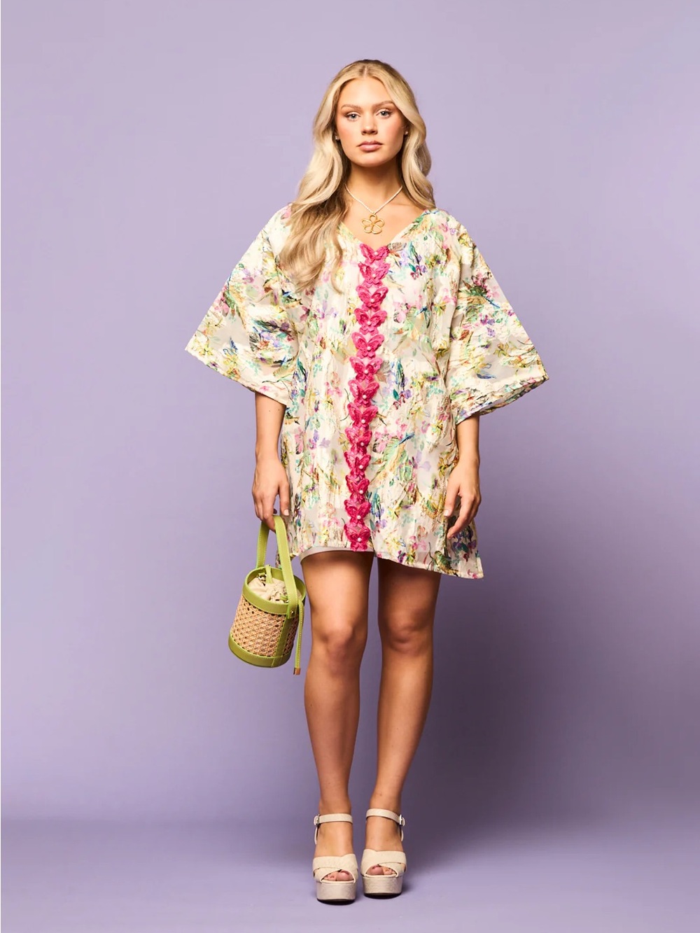 TELA PINK PAPILLON KAFTAN DRESS SOLD OUT ONE SIZE